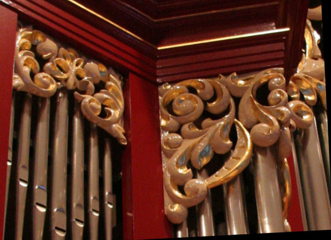 Carved wood ornament, Fritts pipe organ, Vassar College, Poughkeepsie, New York